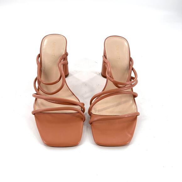 Nine West Getcha Heels 12 Tan NWOT Sandals Mules Strappy Block Heel 90s Y2K - Picture 6 of 6
